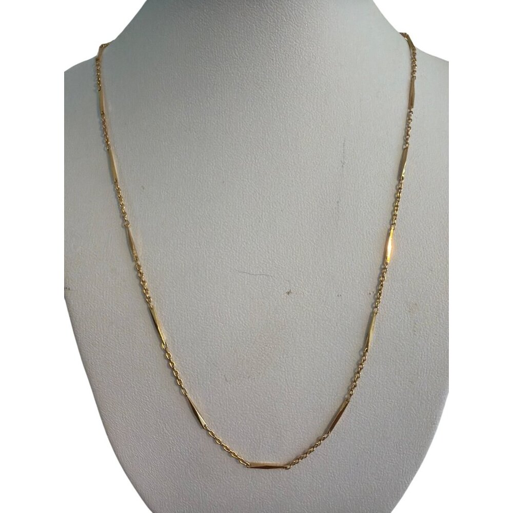Vintage Accents Hallmark Gold Tone Chain Necklace Textured Bar Links 30" Estate